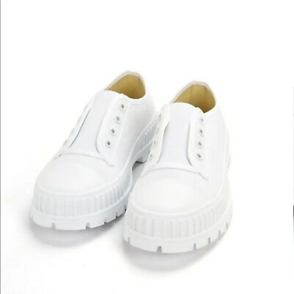 White canvas chunky sneaker - Picture 6 of 9
